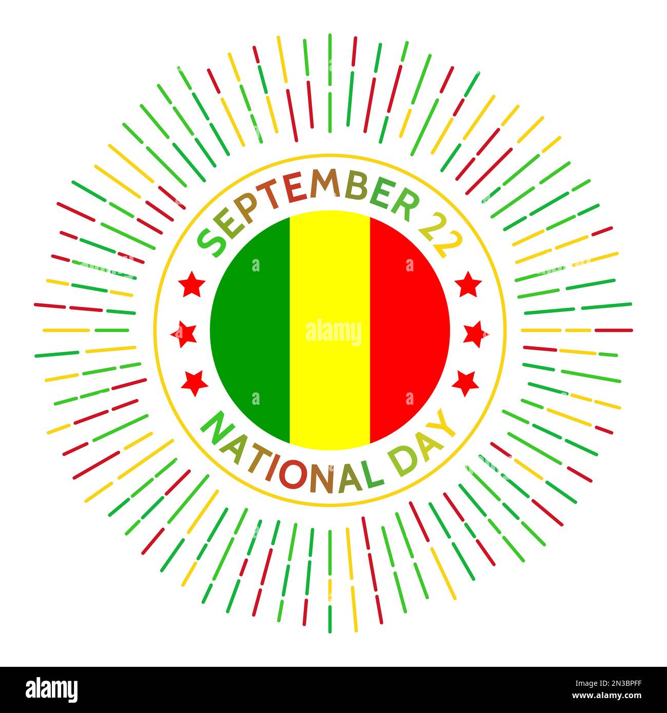 Insigne de la journée nationale du Mali. Indépendance de la France en 1960. Célébré sur 22 septembre. Illustration de Vecteur