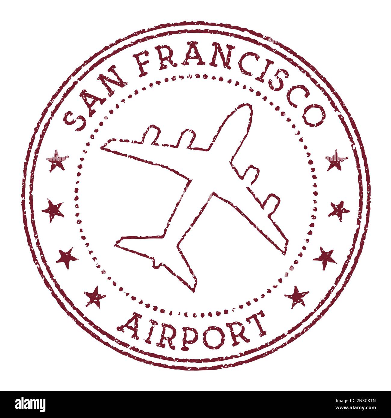 Timbre de l'aéroport de San Francisco. Logo rond de l'aéroport de San Francisco. Illustration vectorielle. Illustration de Vecteur