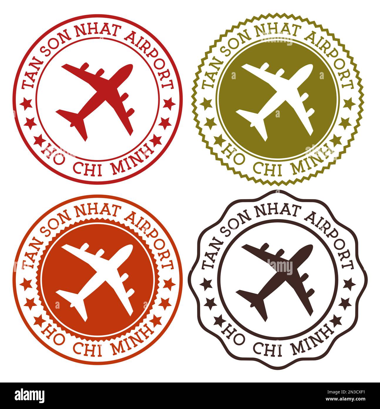 Aéroport de Tan son Nhat Ho Chi Minh. Logo de l'aéroport de Ho Chi Minh-ville. Emboutis à plat dans la palette de couleurs du matériau. Illustration vectorielle. Illustration de Vecteur