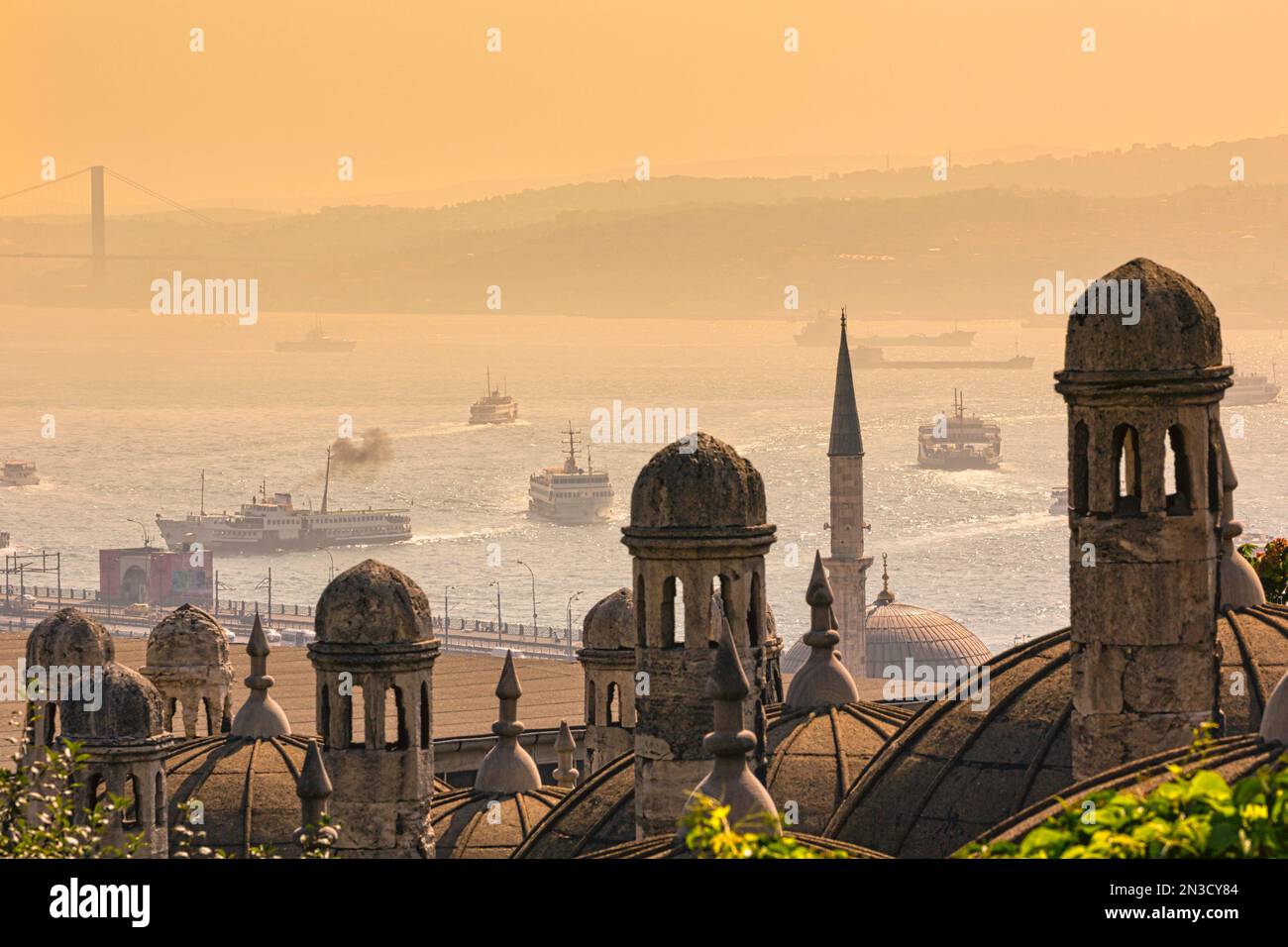 Expédition sur la Corne d'Or vue de la mosquée Suleymaniye ; Istanbul, Province d'Istanbul, Turquie Banque D'Images