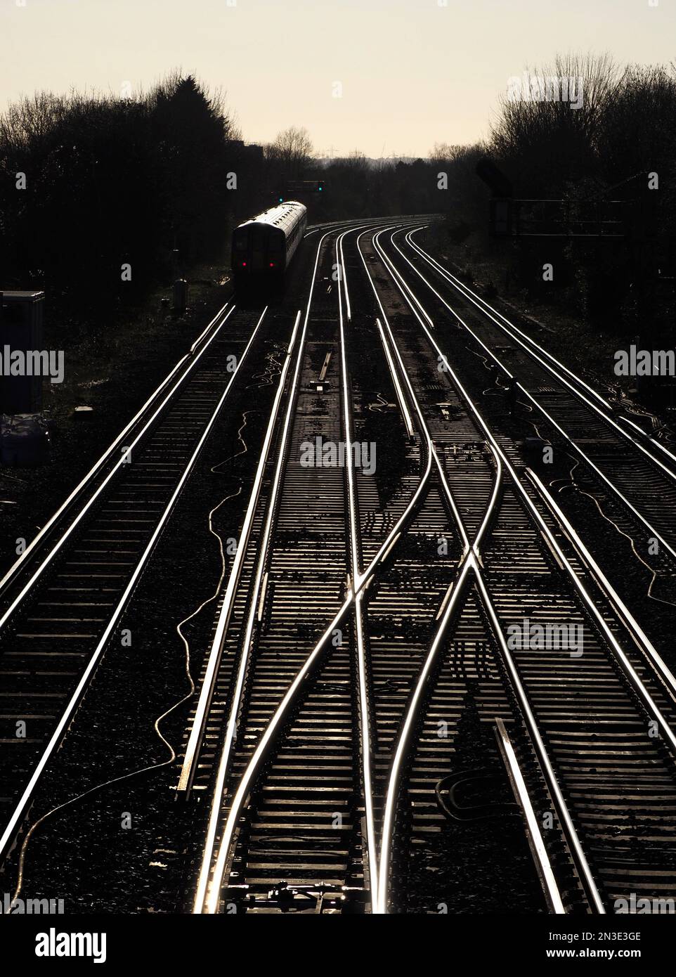 Royaume-Uni, Angleterre, Londres, Wimbledon train rails Banque D'Images