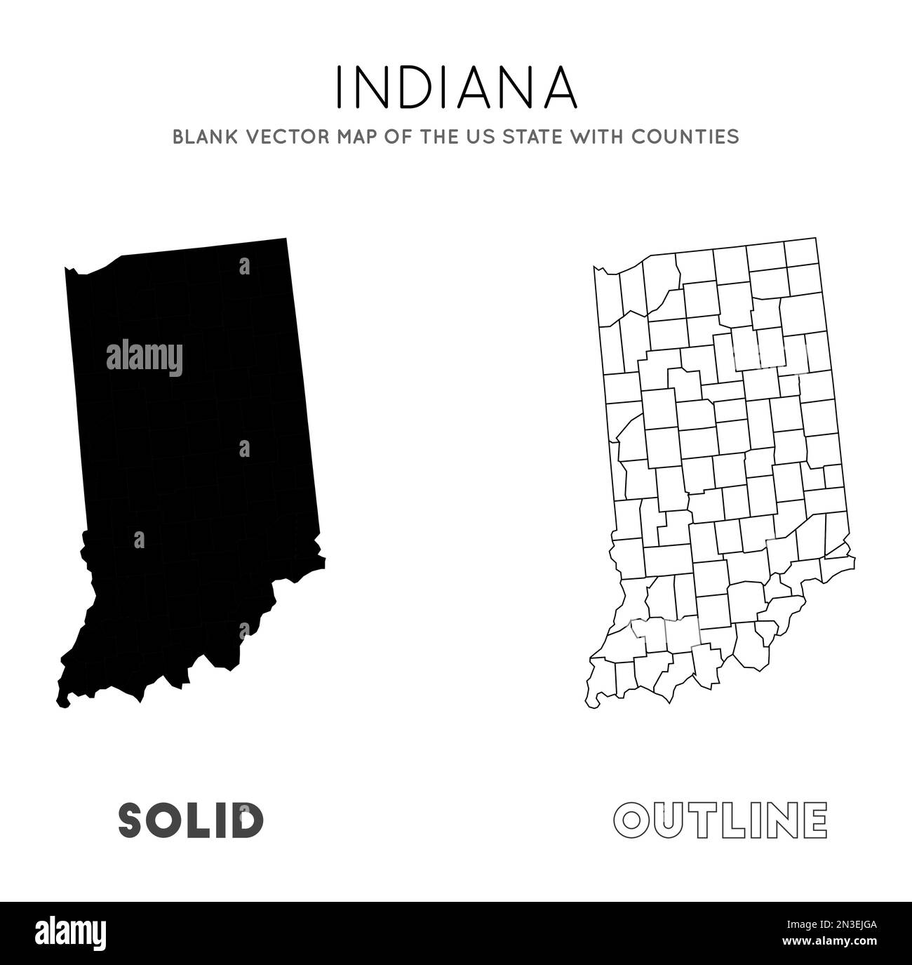 Carte de l'Indiana. Carte vectorielle vierge de l'état des États-Unis avec les comtés. Borders of Indiana pour votre infographie. Illustration vectorielle. Illustration de Vecteur