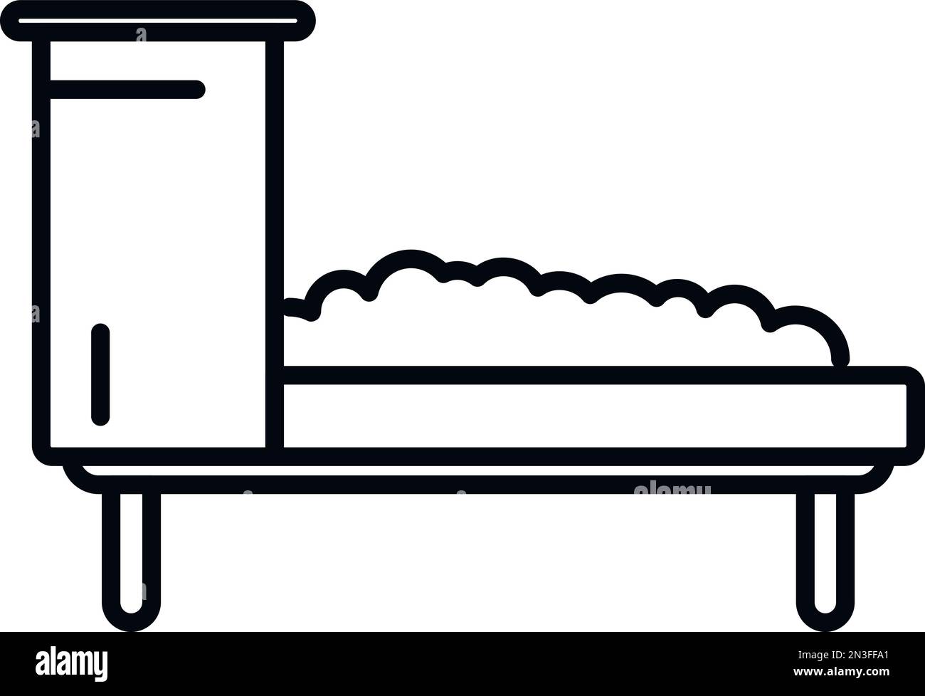 Vecteur de contour d'icône de production de coton. Filetage en usine. Machine à coudre Illustration de Vecteur