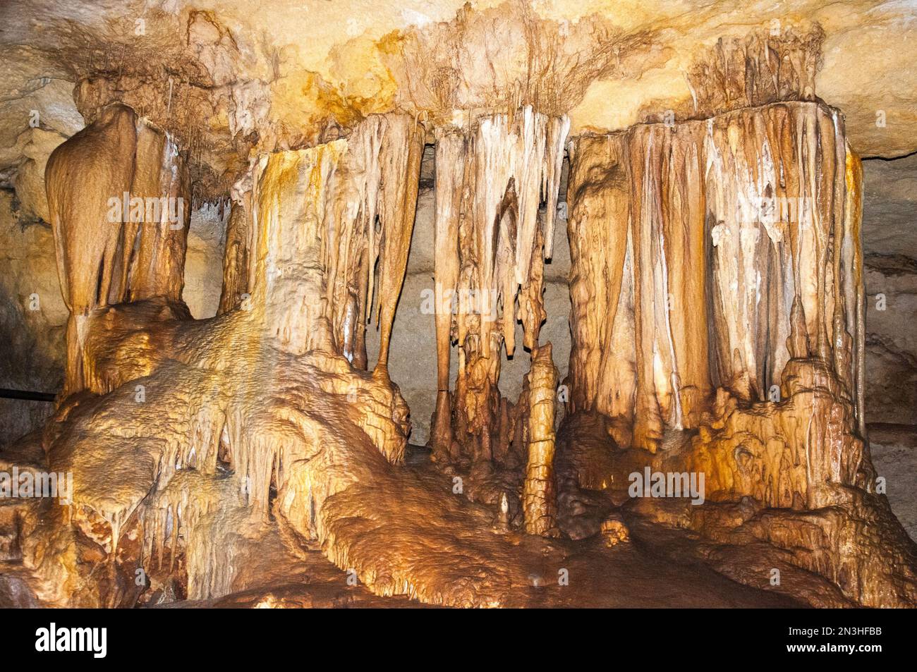 Formations calcaires de stalactite et de stalagmite à Alexandra Cave, dans le parc national de Naracoorte Caves, en Australie méridionale Banque D'Images