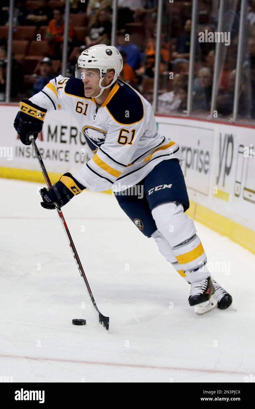Buffalo Sabres defenseman Andre Benoit skates against the Anaheim Ducks during the second period of an NHL hockey game in Anaheim, Calif., Wednesday, Oct. 22, 2014. (AP Photo/Chris Carlson) Banque D'Images