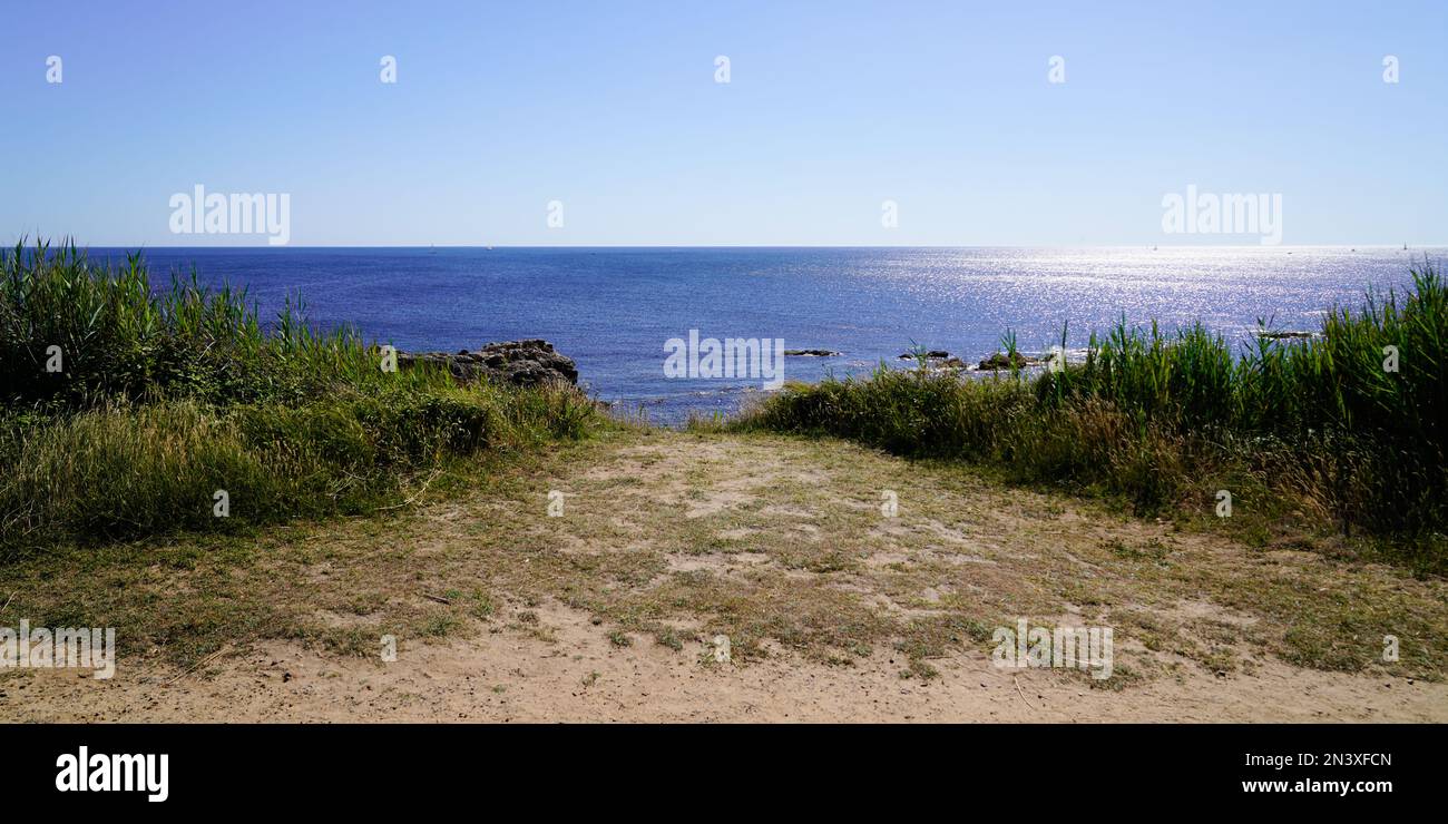 Accès panoramique à la plage dans l'ouest de la france Talmont-Saint-Hilaire en toile de web panorama Banque D'Images