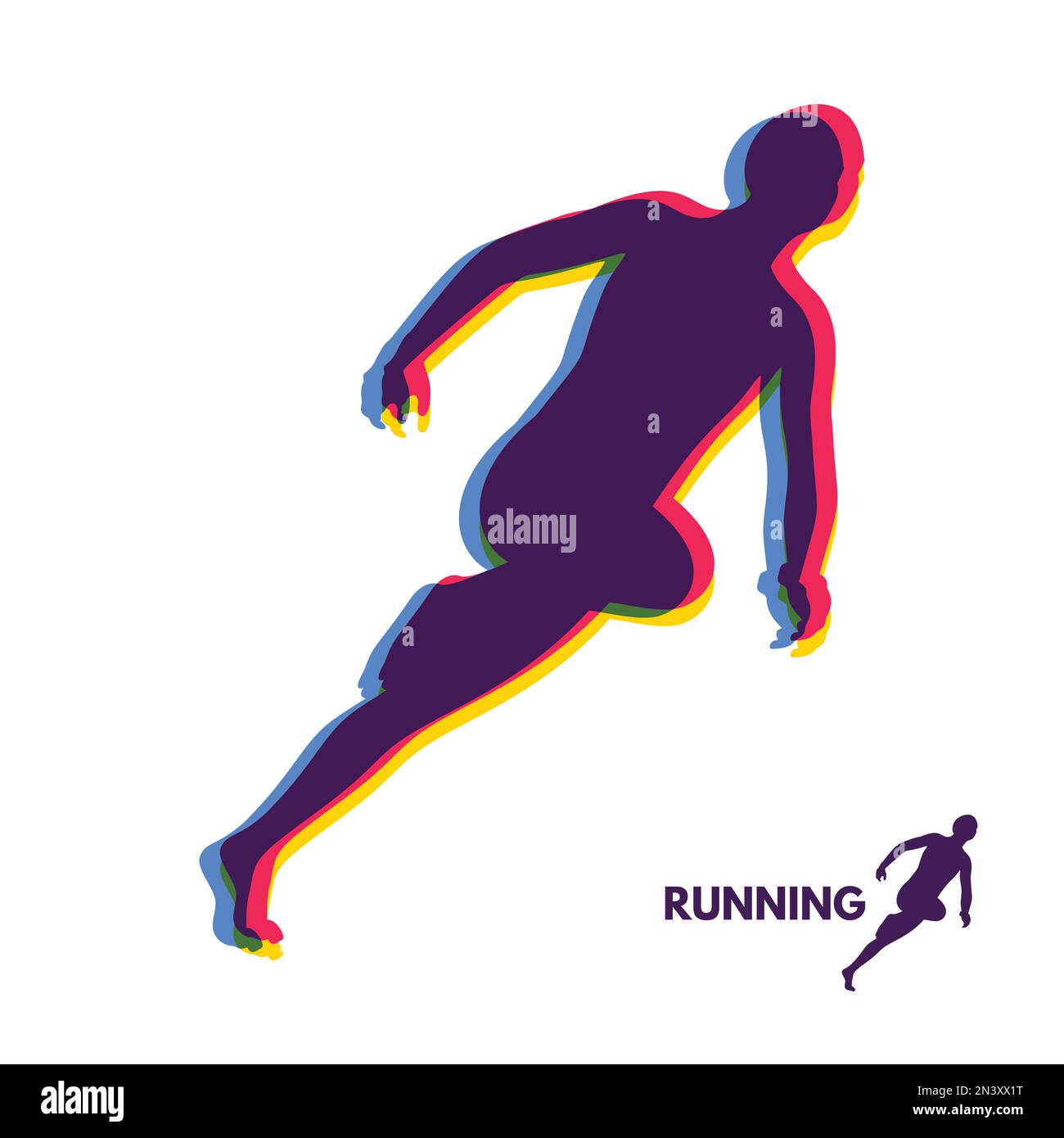 Silhouette d'un homme courant. Design pour le sport. Emblème de marathon et le jogging. Vector Illustration. Illustration de Vecteur