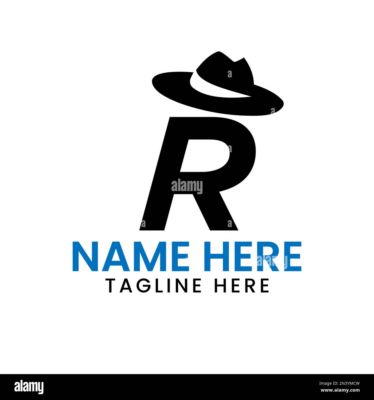 Letter R Gentlemen Hat logo Design concept avec Cowboy Hat Icon Template Illustration de Vecteur