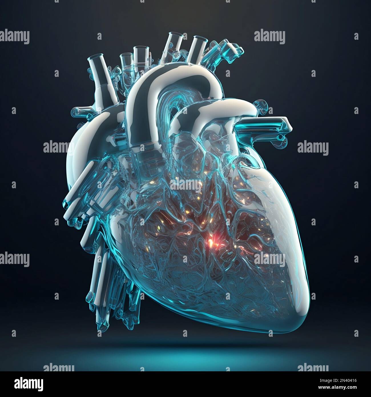 Illustration numérique d'un cœur de glace Banque D'Images