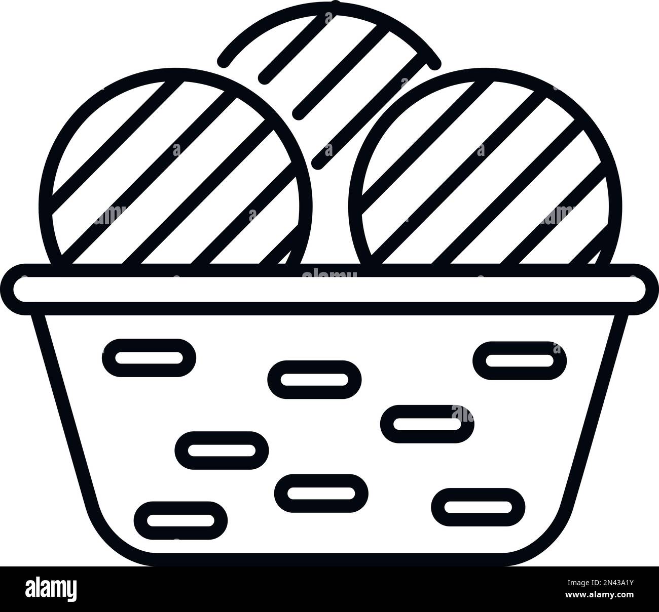 Vecteur de contour de l'icône du panier de fils. Production de coton. Machine à coudre Illustration de Vecteur