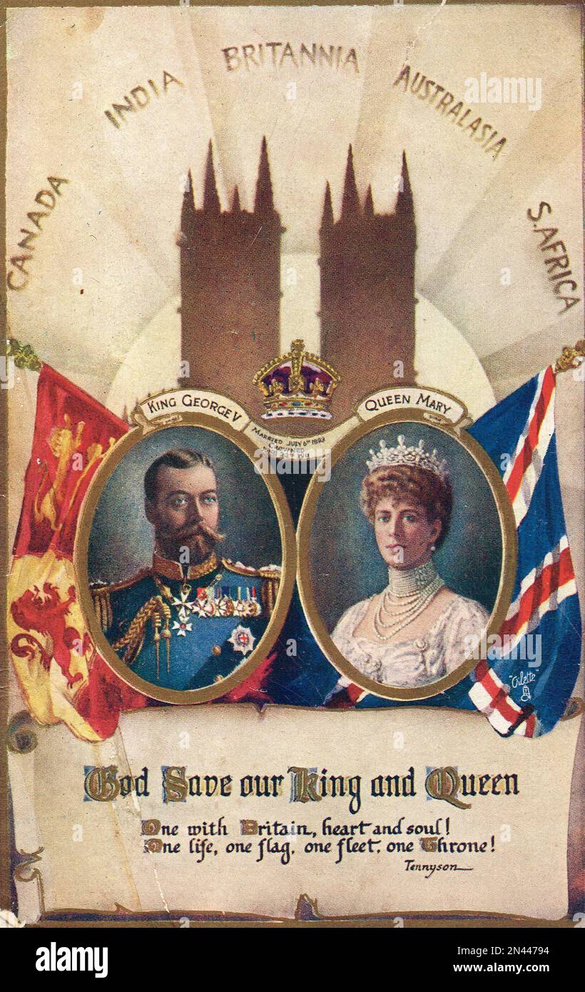 Carte postale commémorant le couronnement du roi George V et de la reine Mary, 22nd juin 1911 Banque D'Images