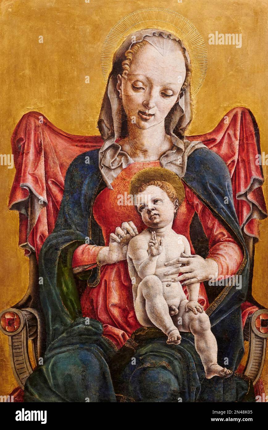 Madonna col Bambino - tempera e oro su tavola - Cosme Tura - 1480 - Bergame, Accademia Carrara Banque D'Images