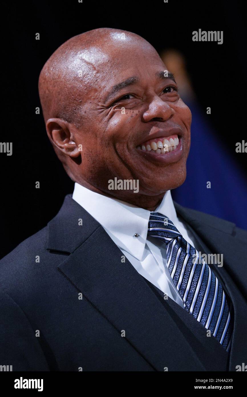 New York, NY, États-Unis. 7th févr. 2023. Eric Adams à la conférence de presse du maire Adams, D.A. Bragg annonce des efforts conjoints pour lutter contre la prolifération des dispensaires illégaux de cannabis sans permis, New York, NY 7 février 2023. Crédit : Kristin Callahan/Everett Collection/Alay Live News Banque D'Images