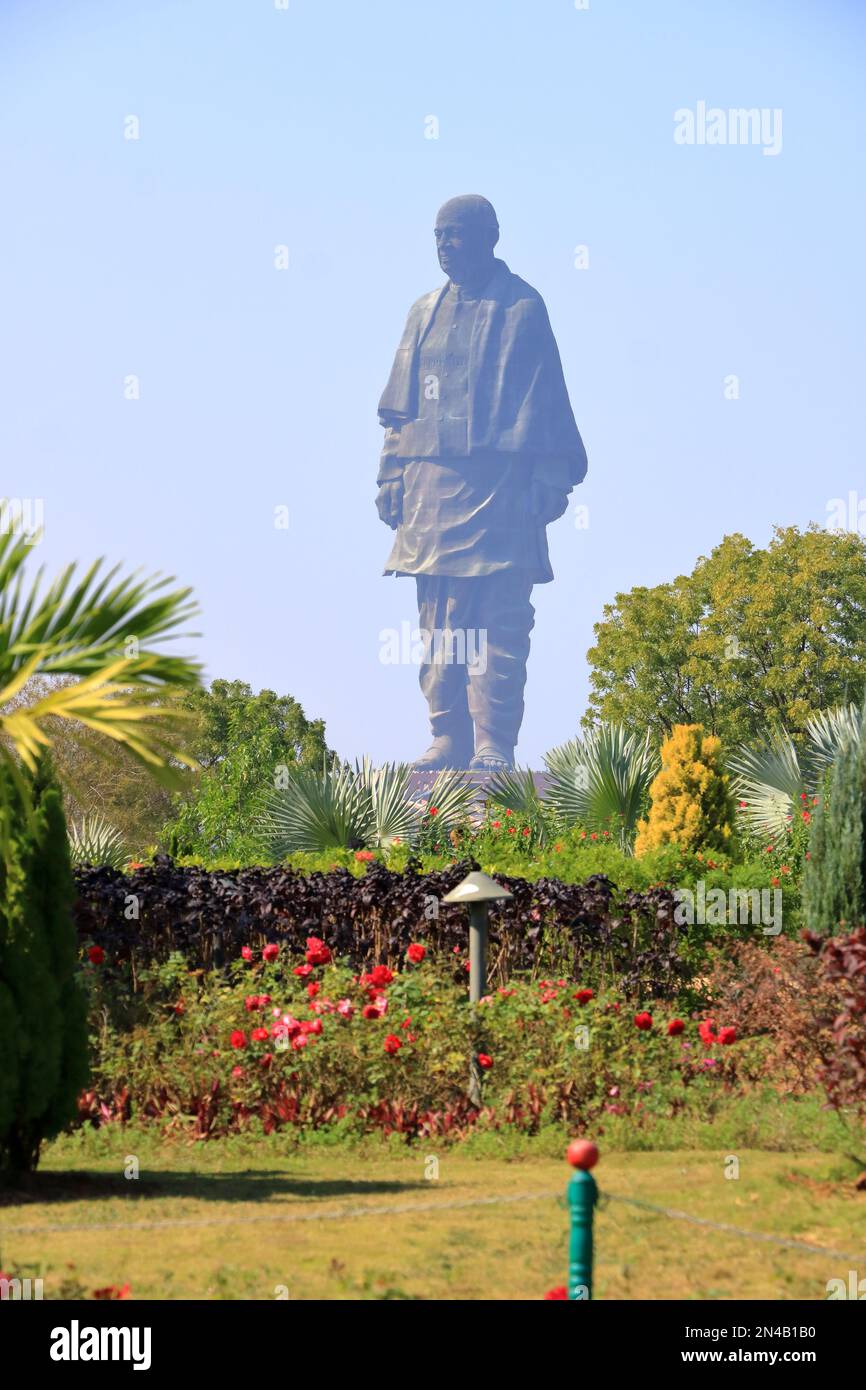 Statue de l'unité vue aérienne prise à Narmada, Gujarat en Inde Banque D'Images