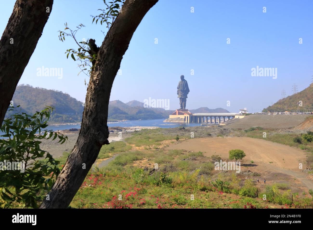 Statue de l'unité vue aérienne prise à Narmada, Gujarat en Inde Banque D'Images