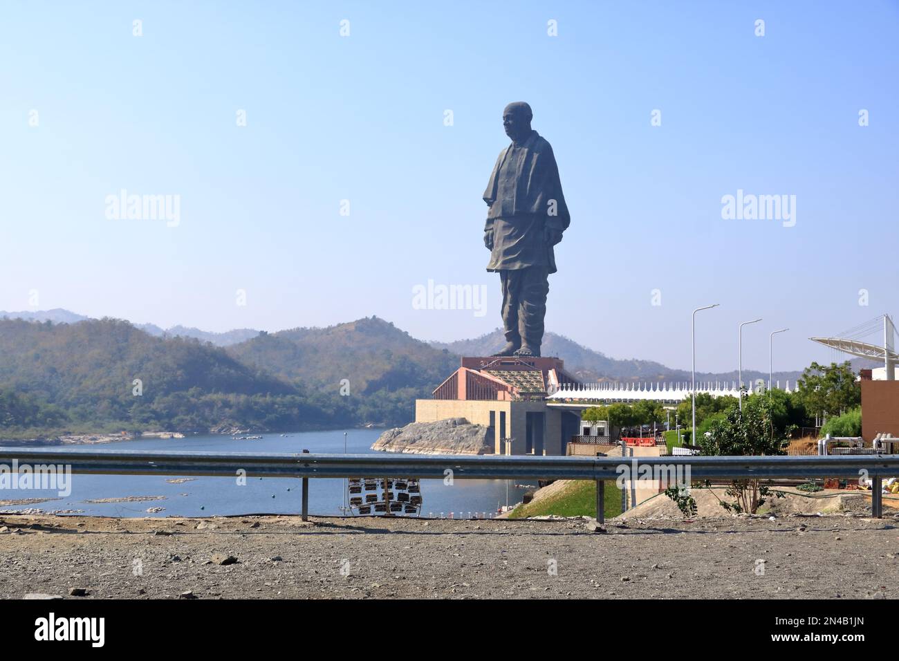 Statue de l'unité vue aérienne prise à Narmada, Gujarat en Inde Banque D'Images