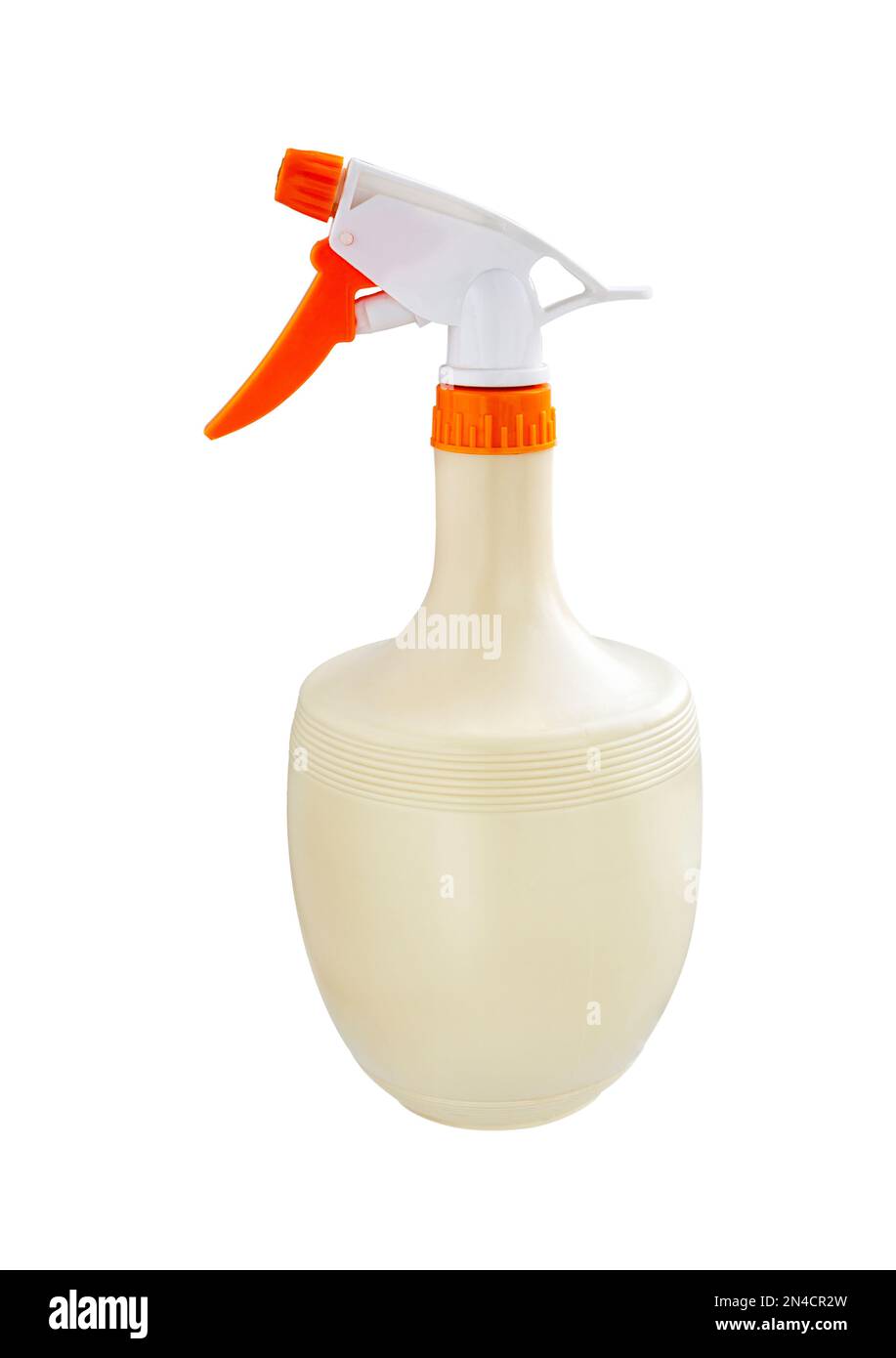Flacon pulvérisateur isolé sur fond blanc avec passe-cheveux. Pulvérisateur à gâchette flacon en plastique. Banque D'Images