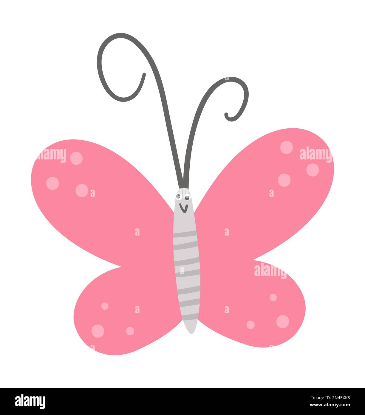 Icône représentant un papillon rose plat vectoriel. Drôle de forêt, forêt ou insecte de jardin. Illustration d'un joli insecte pour les enfants isolés sur fond blanc Illustration de Vecteur