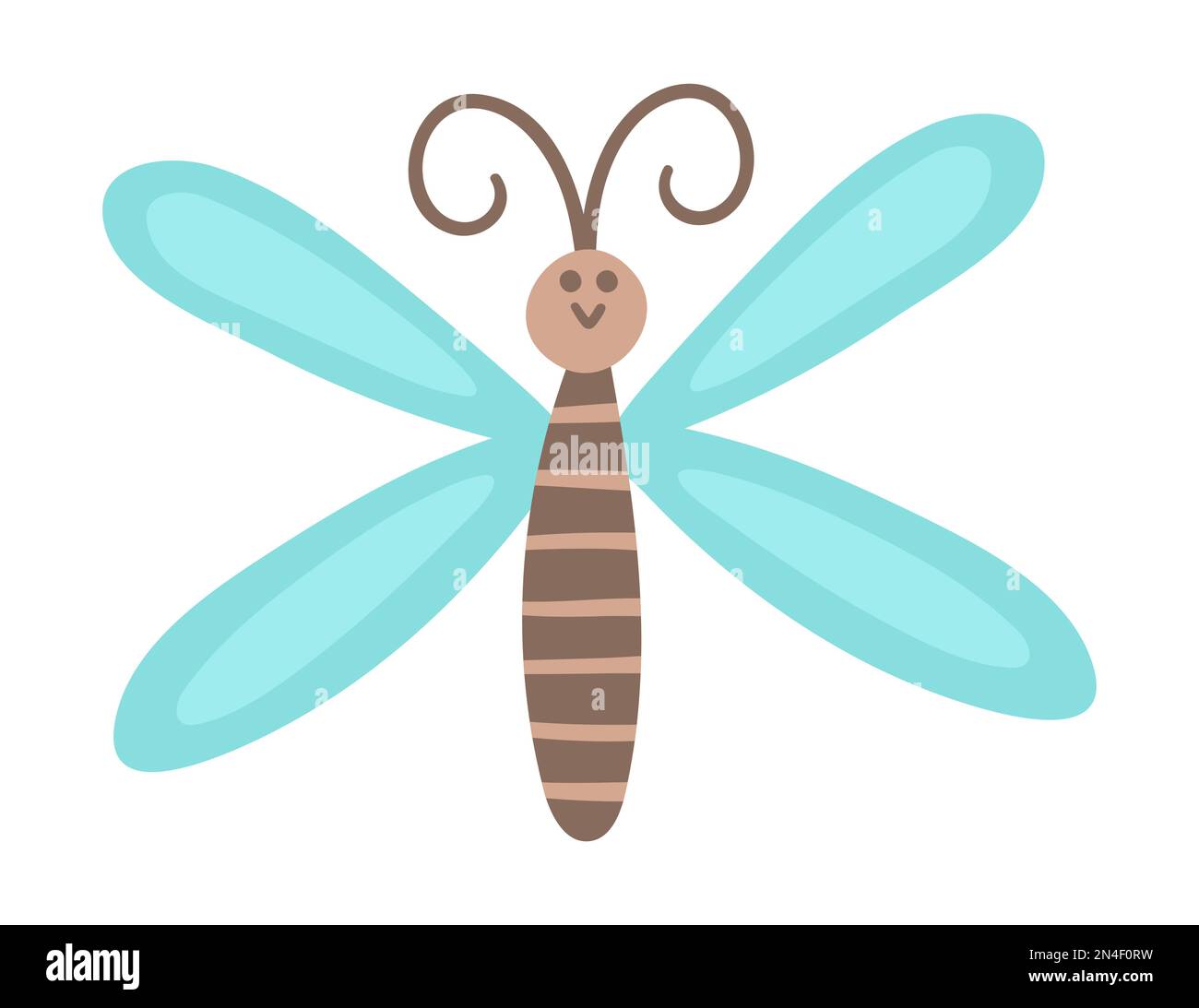 Icône représentant une libellule bleue plate vectorielle. Drôle de forêt, forêt ou insecte de jardin. Illustration d'un joli insecte pour les enfants isolés sur fond blanc Illustration de Vecteur