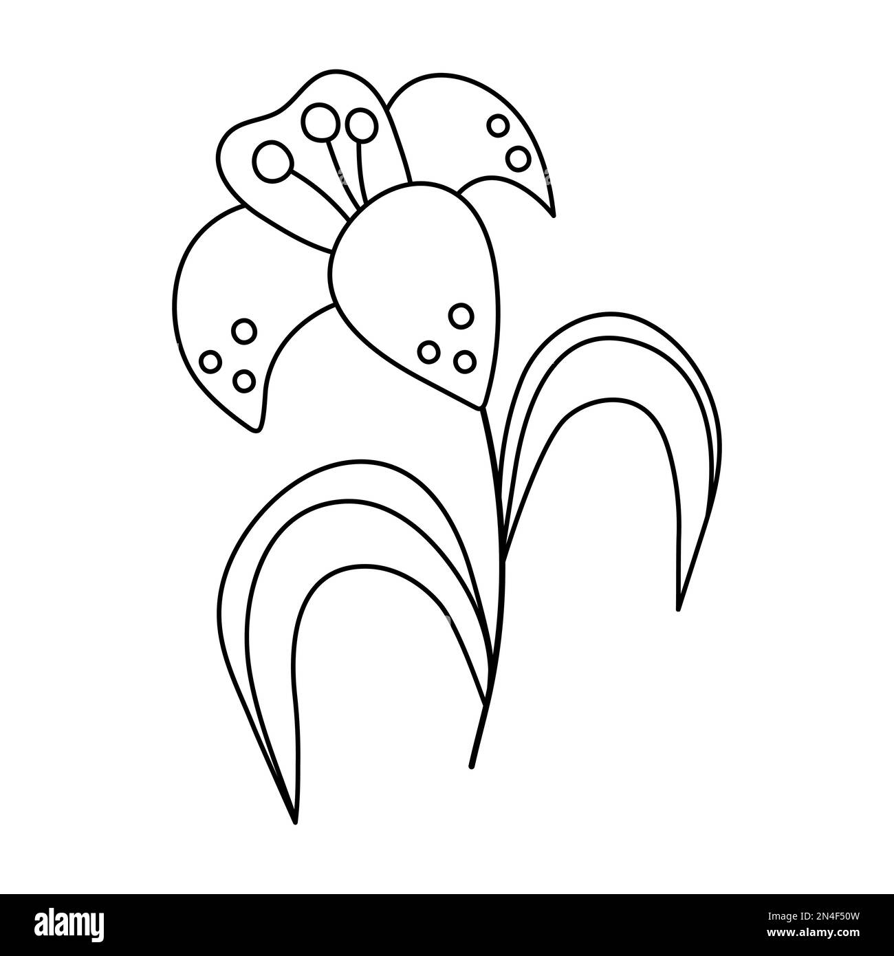 Icône de nénuphar noir et blanc vectoriel. Illustration ou page de coloriage du contour des fleurs du symbole Pâques. Clip à motif fleuri Mignonne plante de printemps isolée sur bac blanc Illustration de Vecteur