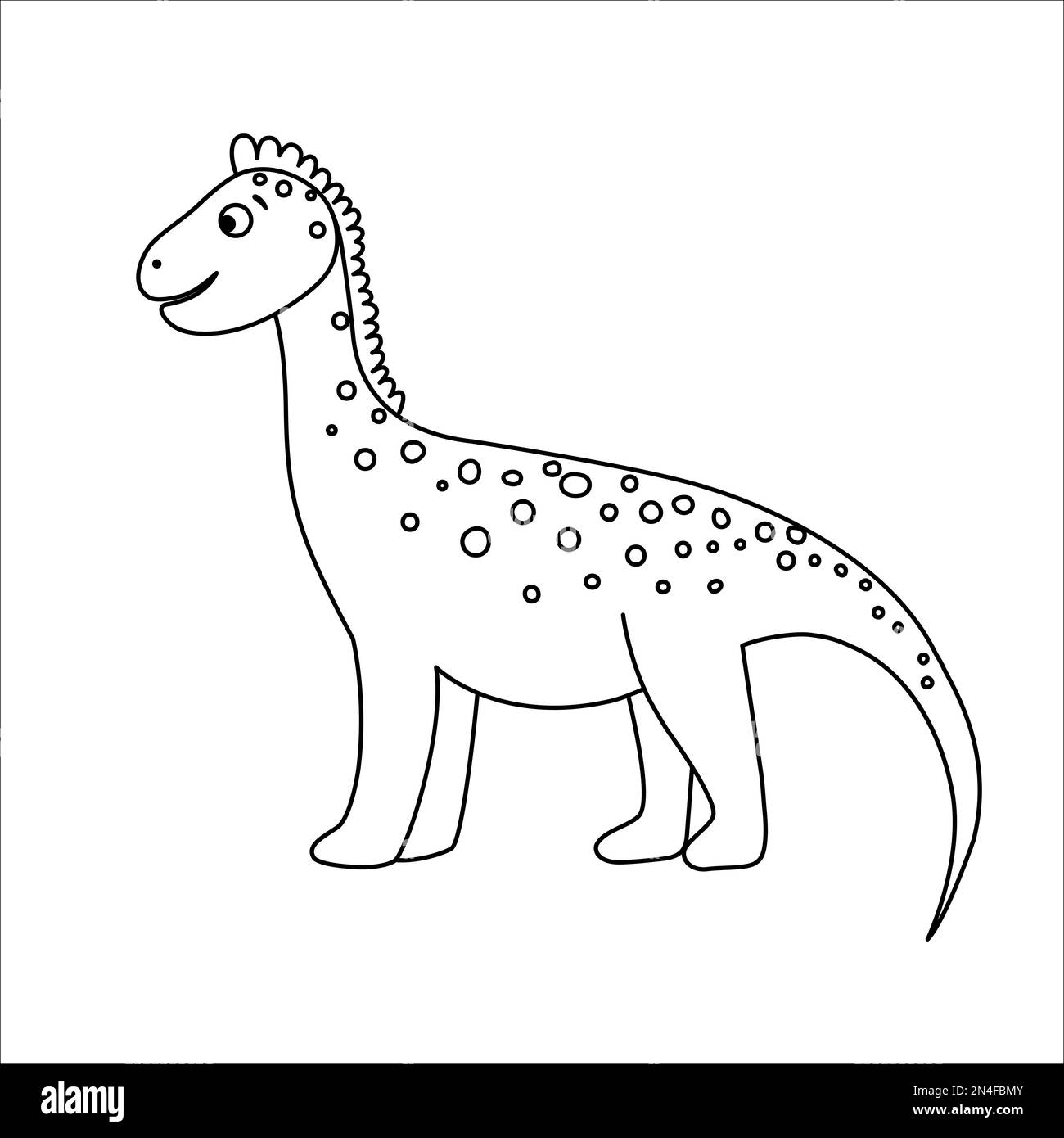 Icône de dinosaure noir et blanc vectoriel isolée sur fond blanc. Dessin de contour de Dino. Jolie photo préhistorique pour les enfants Illustration de Vecteur