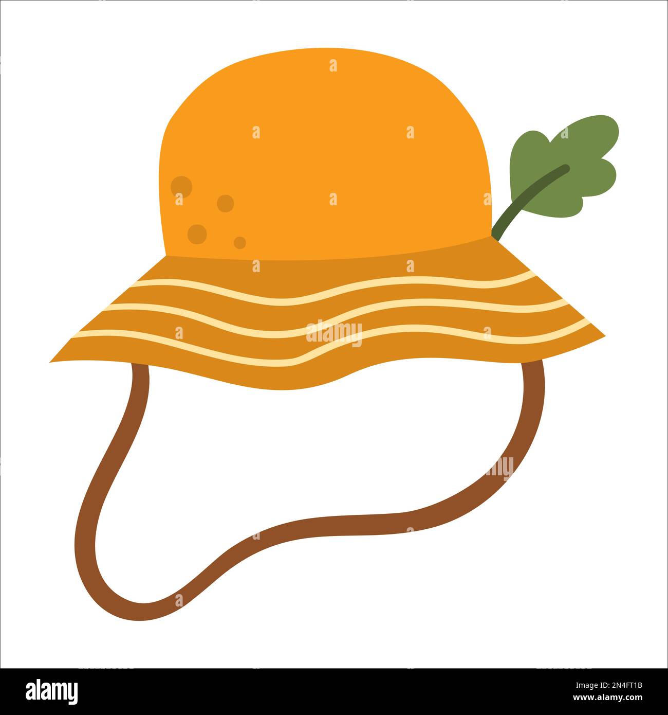 Illustration vectorielle de chapeau d'été. Icône en forme de chapeau brillant avec feuille de chêne. Ensemble de tête de randonnée ou de camping isolé sur fond blanc. Vêtements pour l'activité en extérieur Illustration de Vecteur