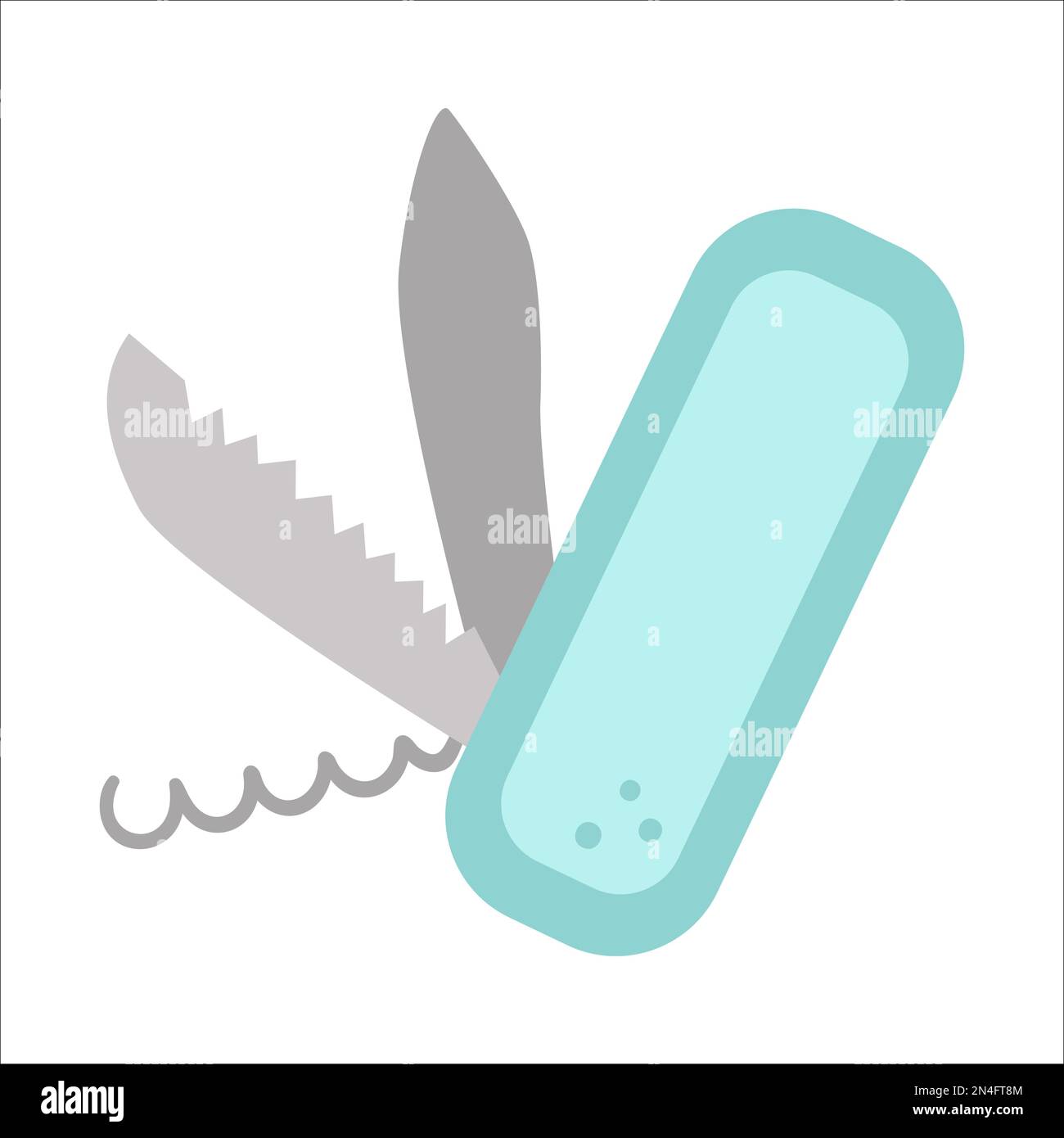 Icône de couteau pliant vectoriel isolée sur fond blanc. Illustration de l'équipement de coupe portable. Dispositif de fermoir pour le tourisme de plein air actif. vis à tête cylindrique pi Illustration de Vecteur