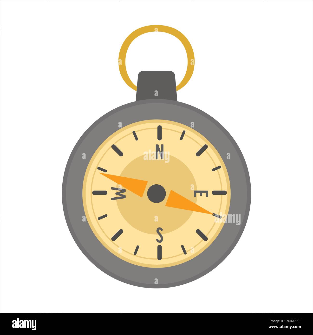 Icône de boussole vectorielle isolée sur fond blanc. Illustration de l'équipement de camping ou de randonnée pour les enfants. Dispositif d'orientation pour le tourisme forestier ou le travell Illustration de Vecteur