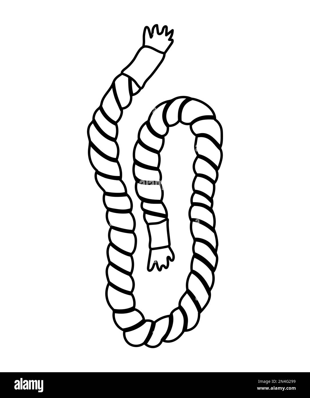 Icône de corde noire et blanche vectorielle isolée sur fond blanc. Illustration de la ligne de corde raide. Décrire l'équipement des navires nautiques. Élément de conception de cordon épais Illustration de Vecteur