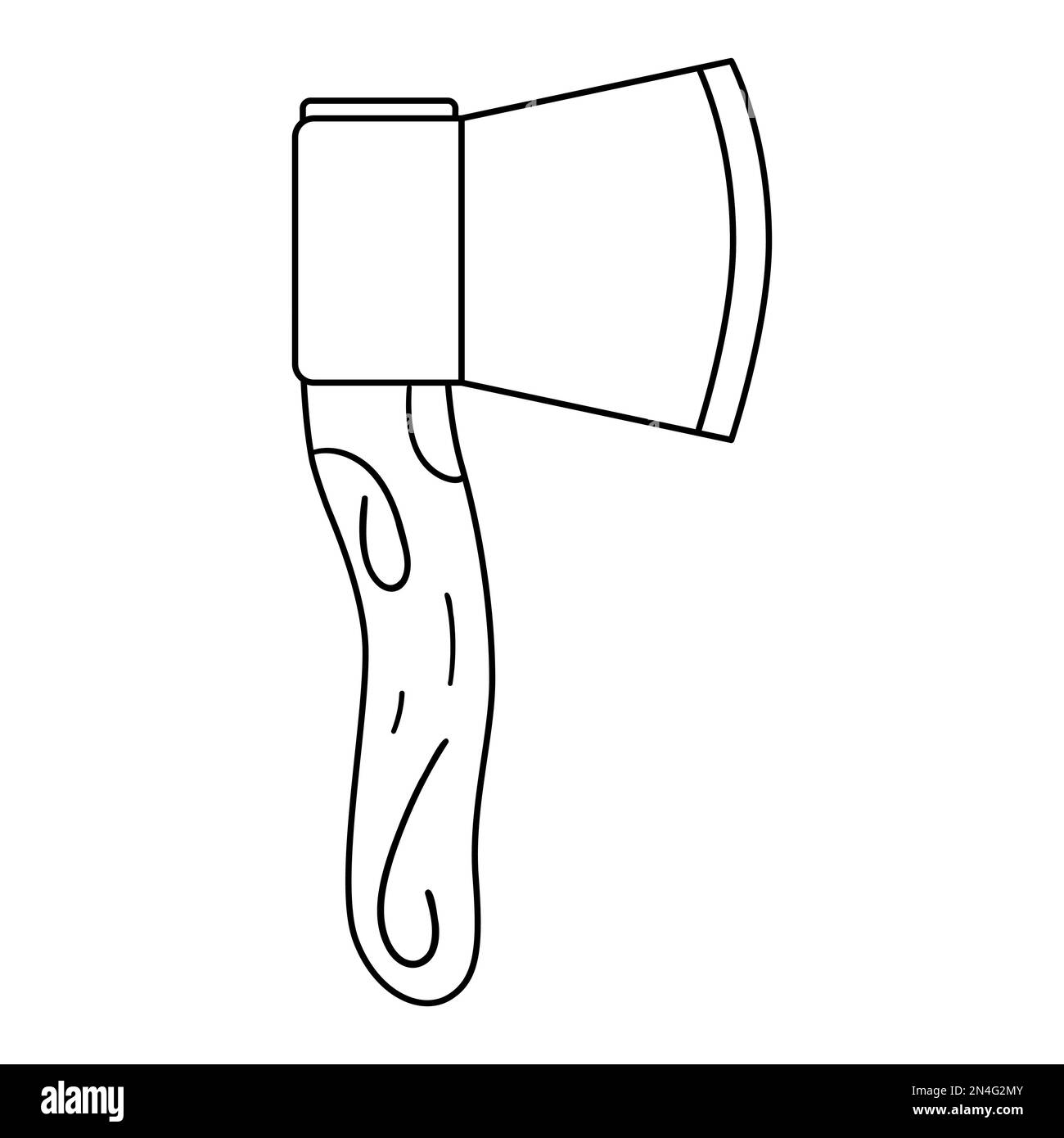 Icône d'axe noir et blanc vectoriel isolée sur fond blanc. Dessin d'équipement de camping ou de randonnée pour les enfants. Outil de hack pour forêt ou bois Illustration de Vecteur