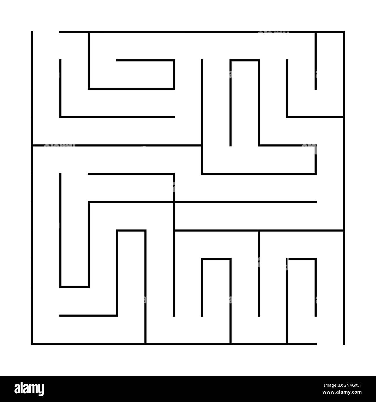 Modèle de labyrinthe carré vectoriel. Jeu de labyrinthe noir et blanc vierge. Programme d'activités éducatives imprimable préscolaire ou échantillon de feuille de travail. Terrain de jeu Illustration de Vecteur
