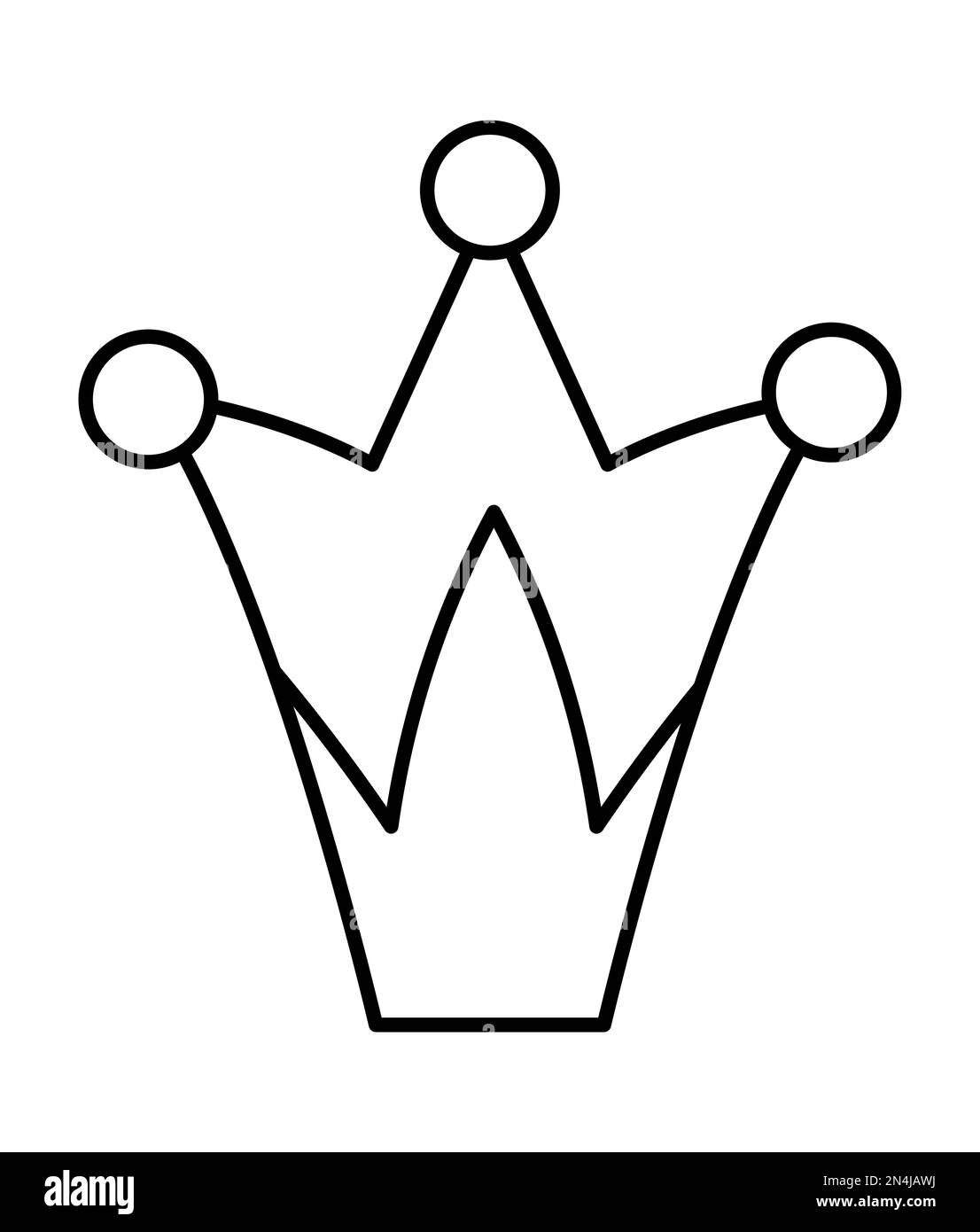 Couronne noire et blanche de conte de fées isolée sur fond blanc. Accessoire Vector Line FANTASY King ou Queen. Symbole de l'autorité souveraine. Fée médiévale Illustration de Vecteur