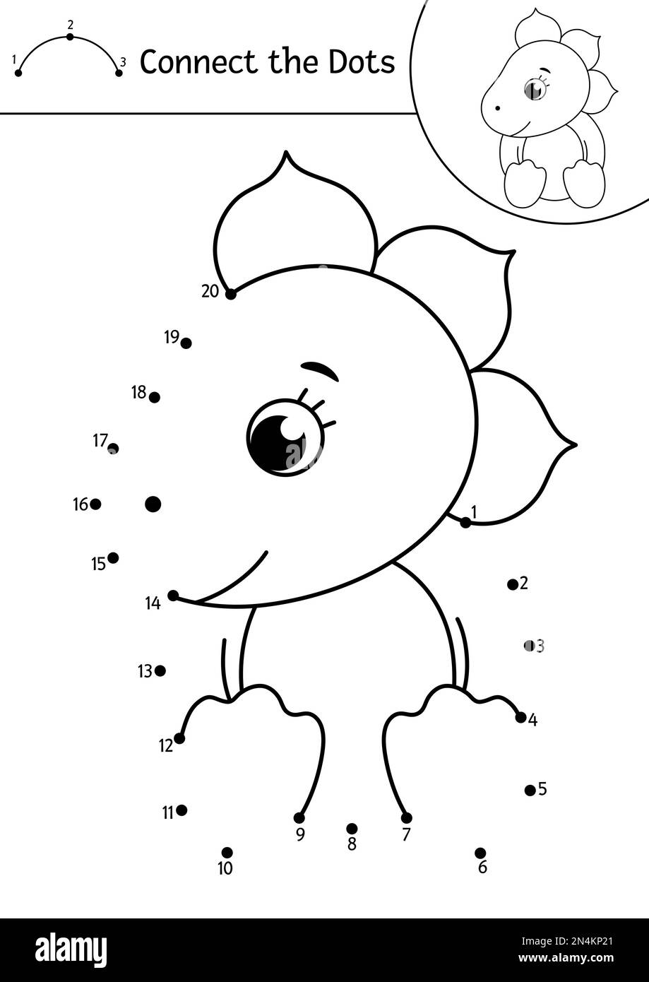 Vecteur d'activité point à point et couleur avec un petit dinosaure dans l'oeuf. Préhistorique connecter le jeu de points pour les enfants. Page de coloriage mathématique amusante pour les enfants Illustration de Vecteur