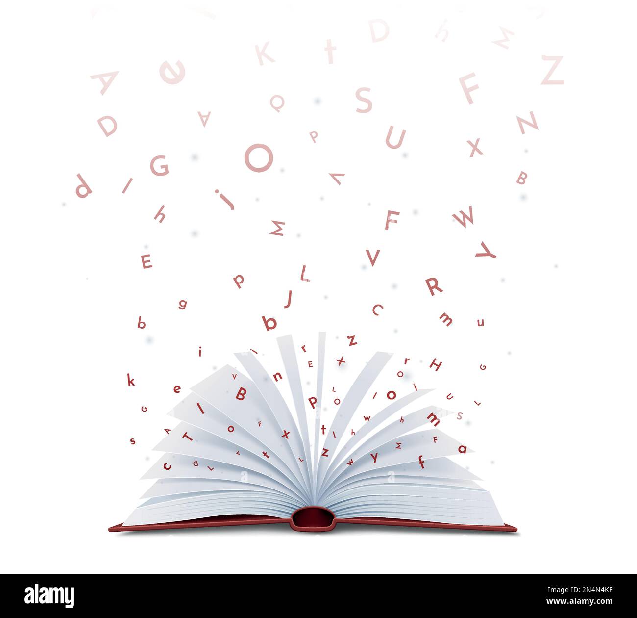 Livre avec des lettres tombant Illustration de Vecteur