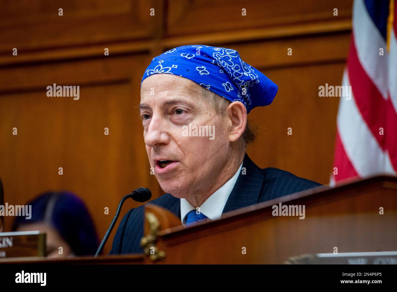 Jamie Raskin (démocrate du Maryland), représentant des États-Unis, pose des questions au groupe spécial lors d'une audience du Comité de surveillance et de responsabilisation de la Chambre des communes âProtecting Discours de l'ingérence gouvernementale et de la partialité des médias sociaux partie 1 : Twitters rôle dans la suppression de l'ordinateur portable de Biden Storyâ dans le bâtiment de bureau de Rayburn House à Washington, DC, mercredi, 8 février 2023. Crédit : Rod Lamkey/CNP Banque D'Images