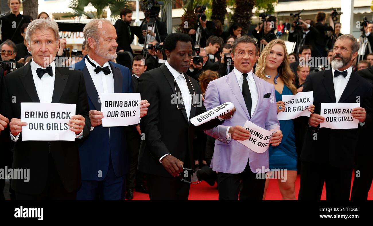 Stallone And Ronda Rousey The cast of The Expendables 3, from left, Kelsey Grammer, Wesley Snipes ...