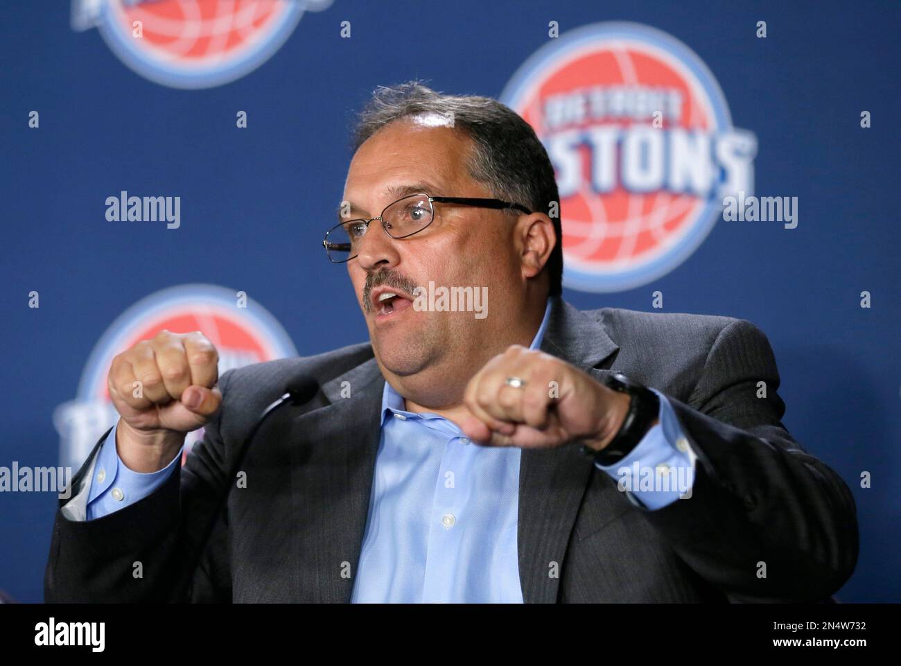 Stan Van Gundy addresses the media after being introduced as the