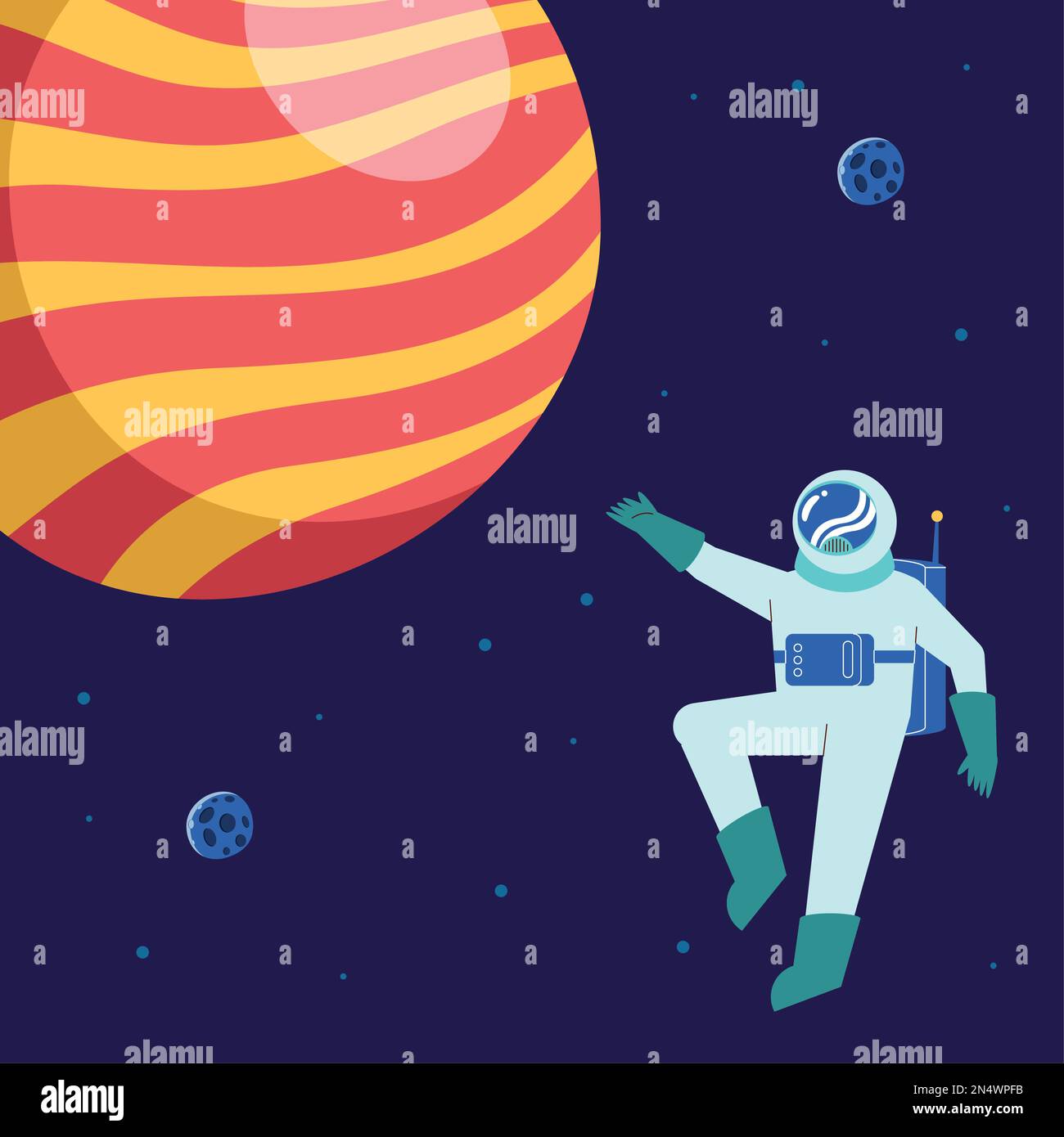 astronaute de caractère planète mars Illustration de Vecteur