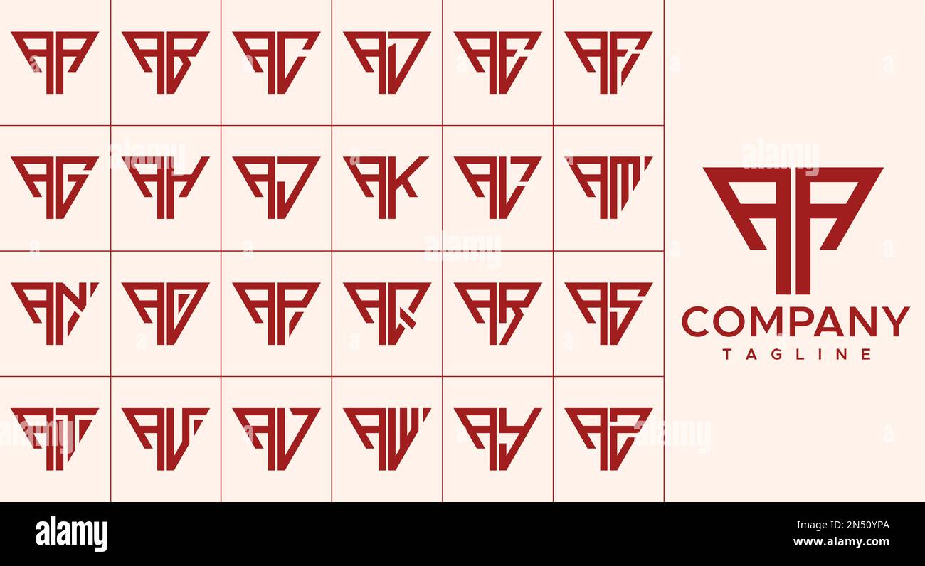 Ensemble de lignes modernes triangle lettre A logo. Résumé Une lettre initiale logo Illustration de Vecteur