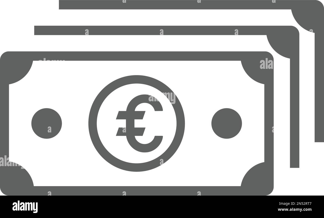 Billets de banque, icône billets en euros est isolée sur fond blanc. Utilisation à des fins graphiques et de conception de sites Web ou à des fins commerciales. Fichier EPS vectoriel. Illustration de Vecteur