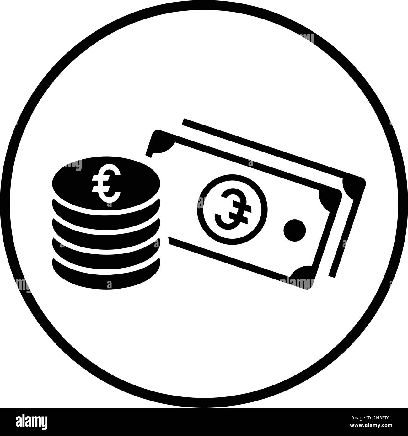 Bank, euro Money icône est isolé sur fond blanc. Utilisation à des fins graphiques et de conception de sites Web ou à des fins commerciales. Fichier EPS vectoriel. Illustration de Vecteur