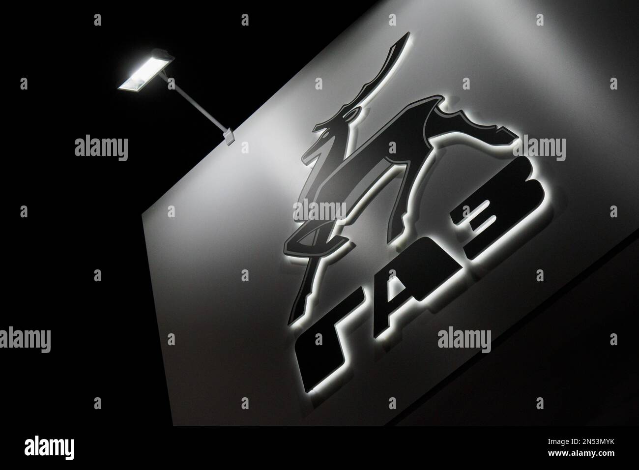 Moscou, Russie. 08th févr. 2023. Vue du logo du constructeur automobile russe GAZ (Gorky automobile Plant). (Photo par Alexander Sayganov/SOPA Images/Sipa USA) crédit: SIPA USA/Alay Live News Banque D'Images Moscou, Russie. 08th févr. 2023. Vue du logo du constructeur automobile russe GAZ (Gorky automobile Plant). (Photo par Alexander Sayganov/SOPA Images/Sipa USA) crédit: SIPA USA/Alay Live News Banque D'Images