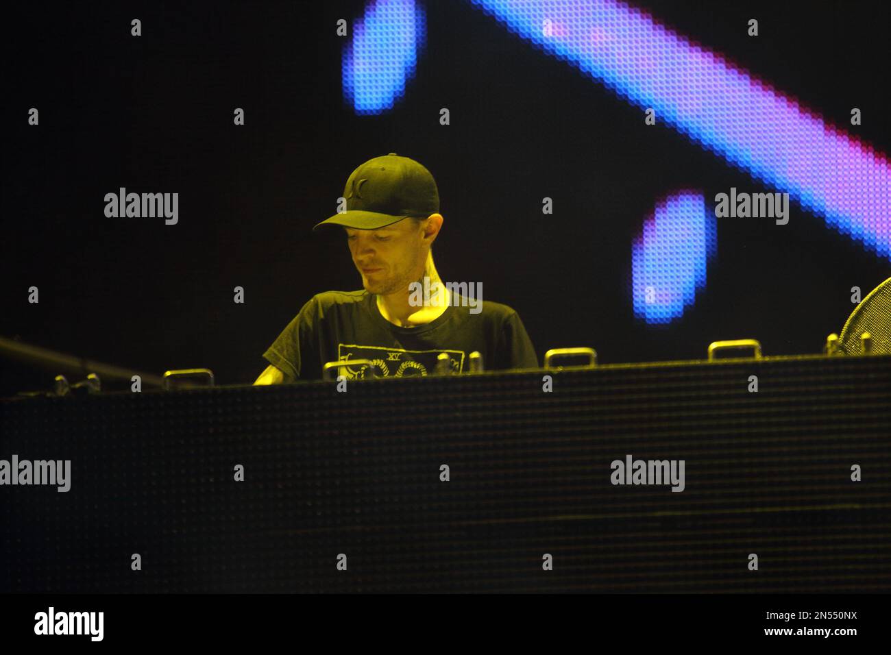 Joel Zimmerman aka Deadmau5 performs at the Ultra Music Festival at  Bayfront Park, on Saturday, March 29, 2014 in Miami, Florida. (Photo by  John Davisson/Invision/AP Photo Stock - Alamy