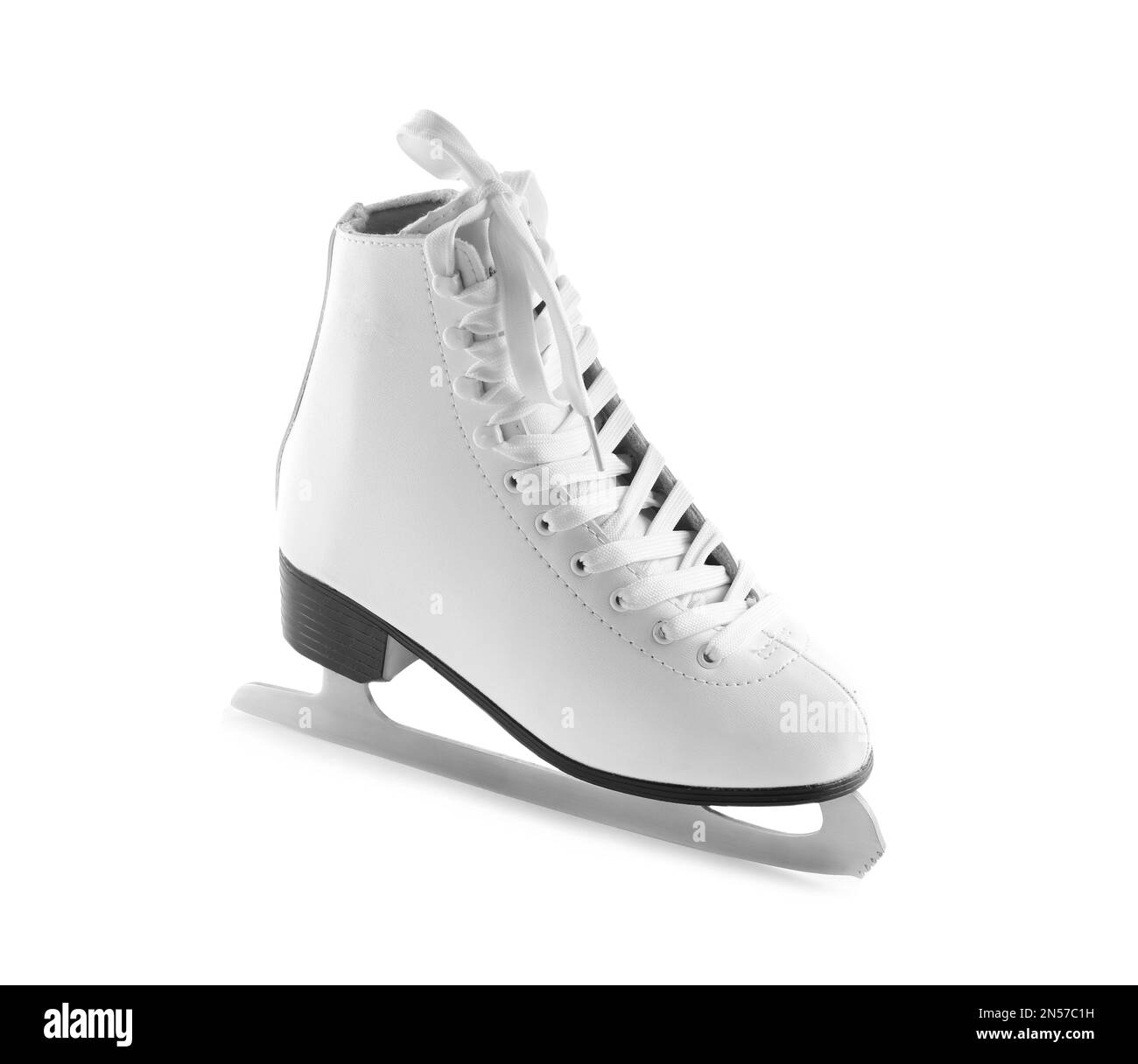 Un patin à glace en cuir isolé sur du blanc Banque D'Images
