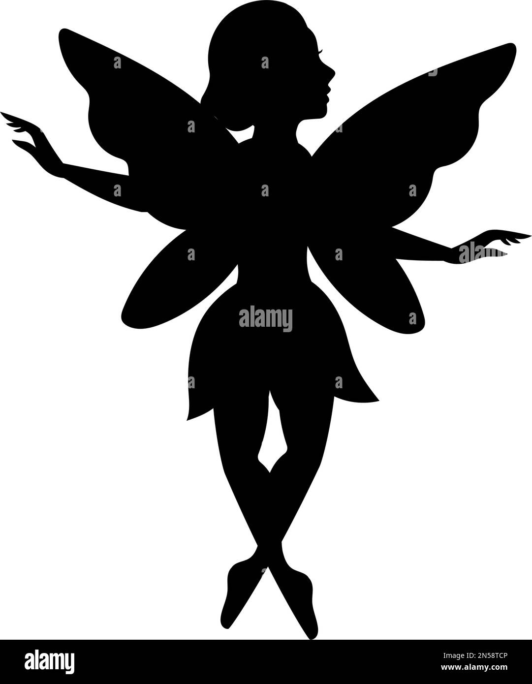 Silhouette de fée. Logo de personnage de conte mythique. Petite