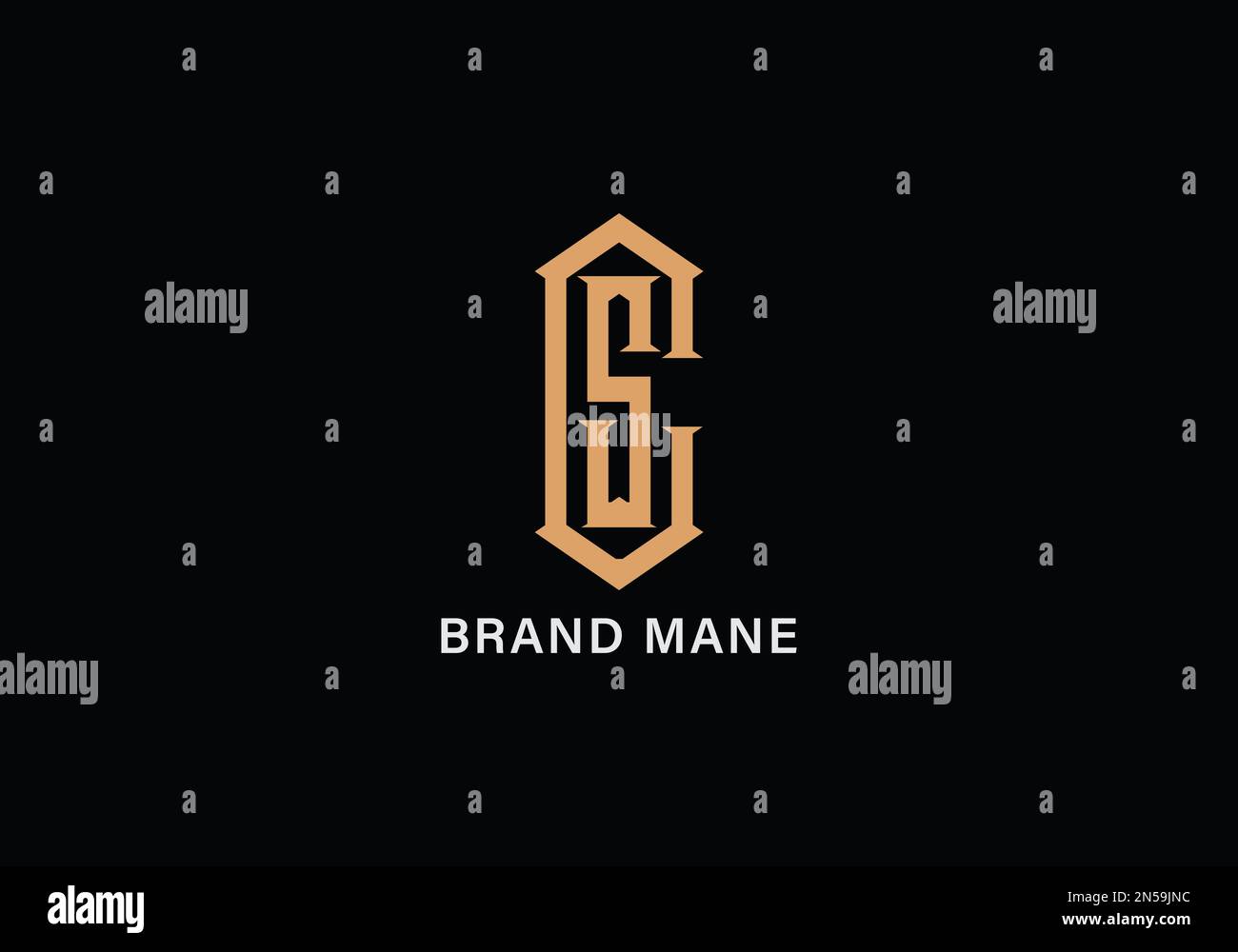 Modèle de logo vectoriel de monogramme d'illustration SC ou CS de couleur argent et d'arrière-plan noir Illustration de Vecteur