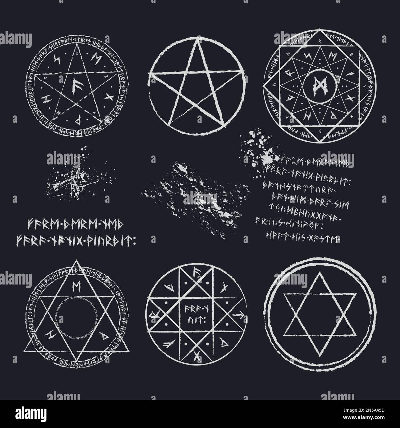 Résumé runes cercle magie blanc Illustration de Vecteur