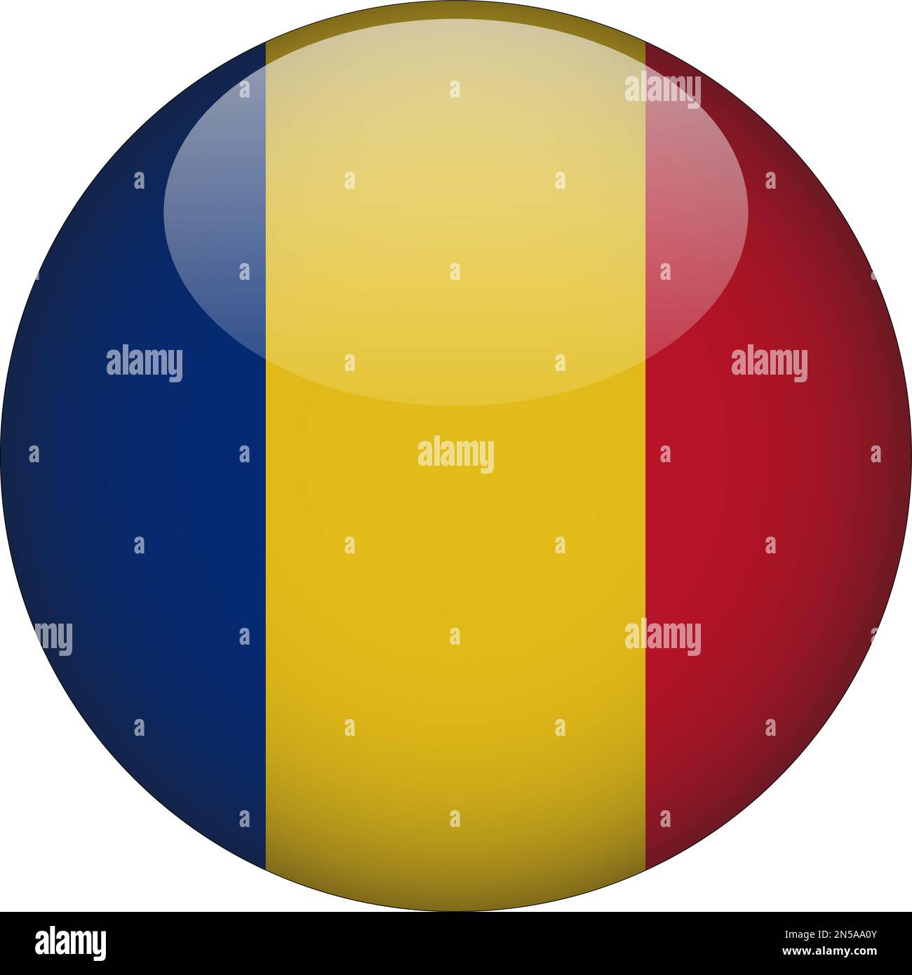 Roumanie 3D drapeau rond icône bouton Vector Illustration de Vecteur