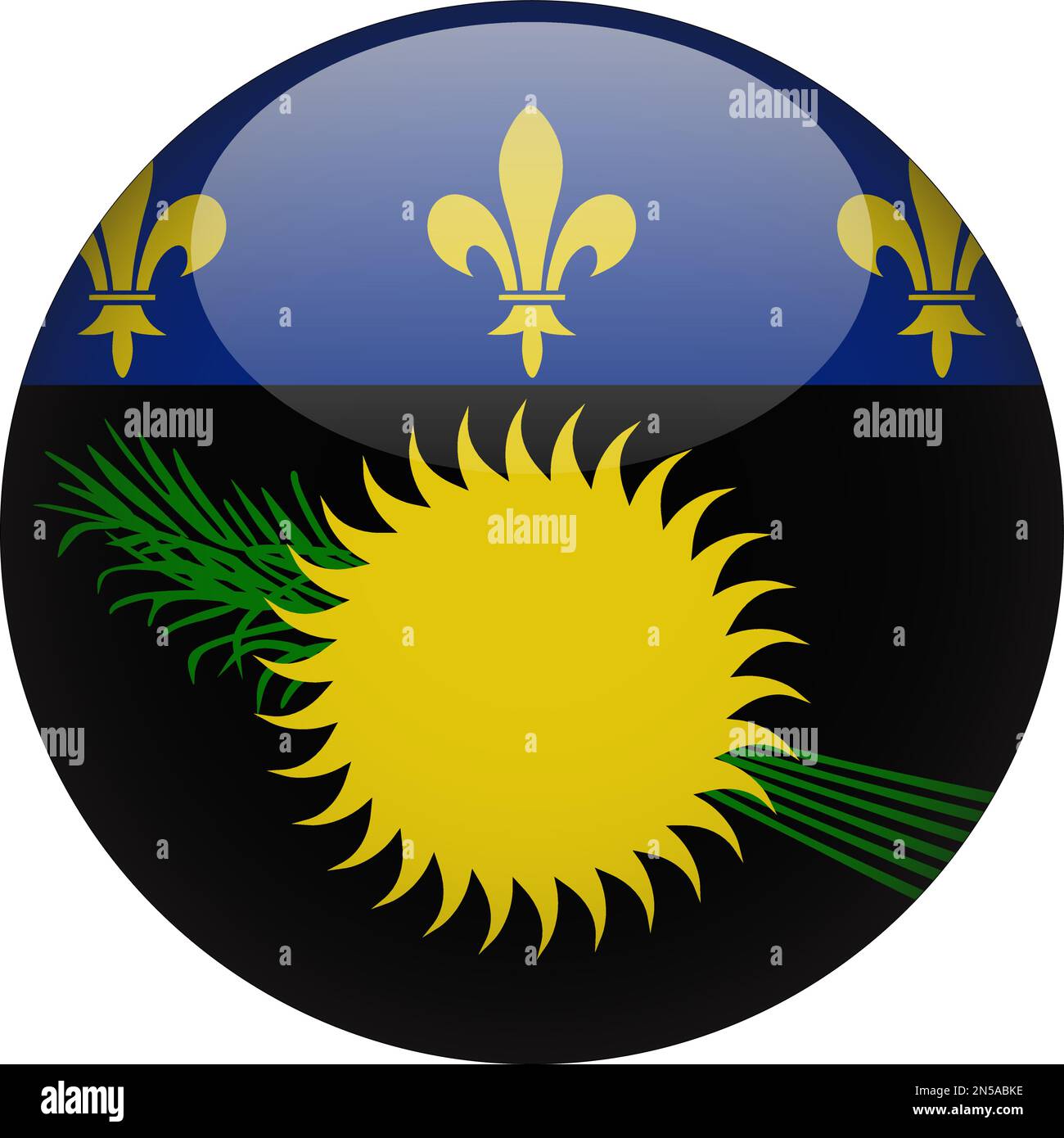 Guadeloupe 3D drapeau rond icône bouton Vector Illustration de Vecteur