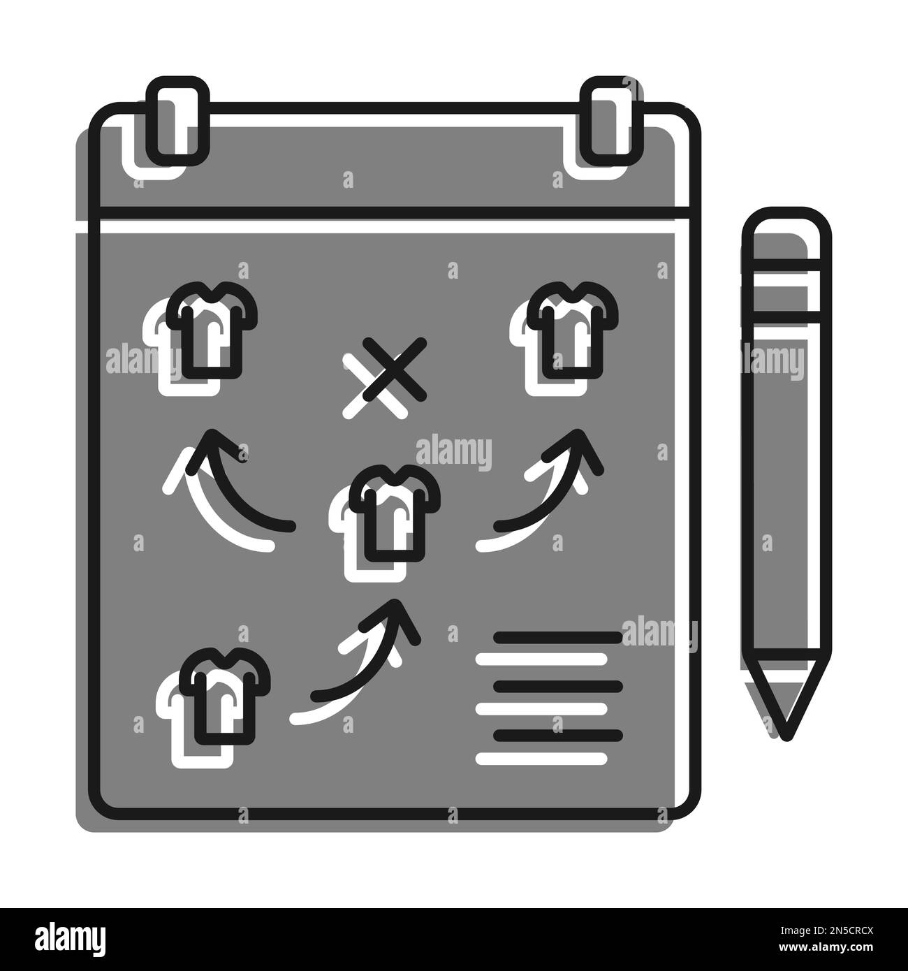 Linéaire rempli d'une icône de couleur grise. Tablette avec plan de disposition des joueurs sur le terrain de football. Entraîneur principal par les joueurs de l'équipe pendant l'AG Illustration de Vecteur